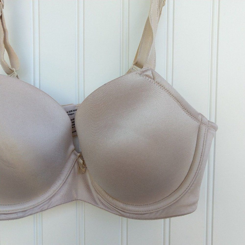 Soma Sensuous Sides Full Coverage Bra Size 32C Beige Sand Satin Underwire Lined - Picture 4 of 9